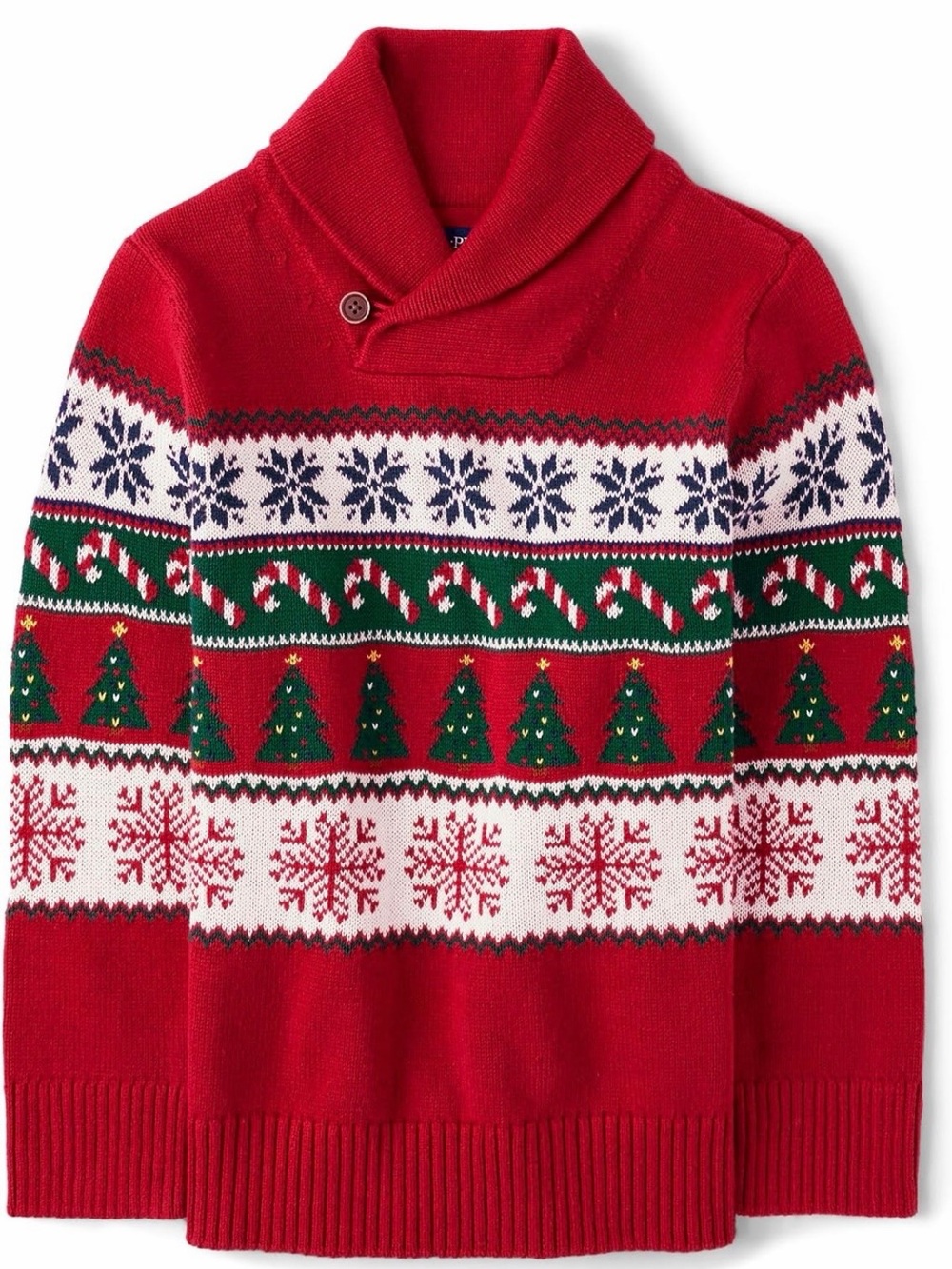 The Children’s Place Boys Christmas Fair Isle Shawl Collar Sweater Size 14 (XL)